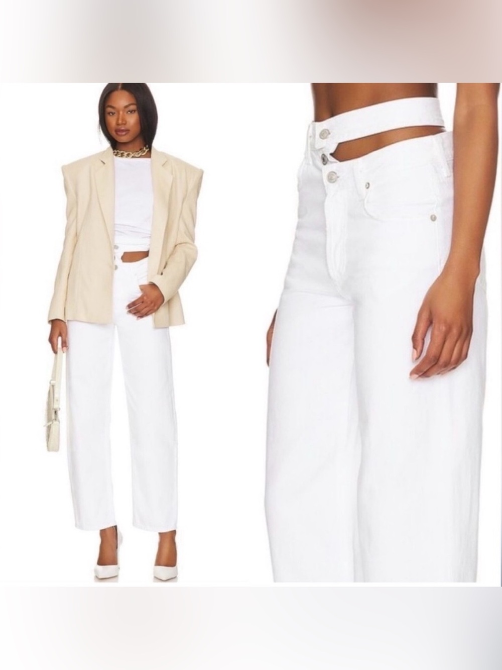 Agolde Broken Waistband Jean in Milkshake White sz 24